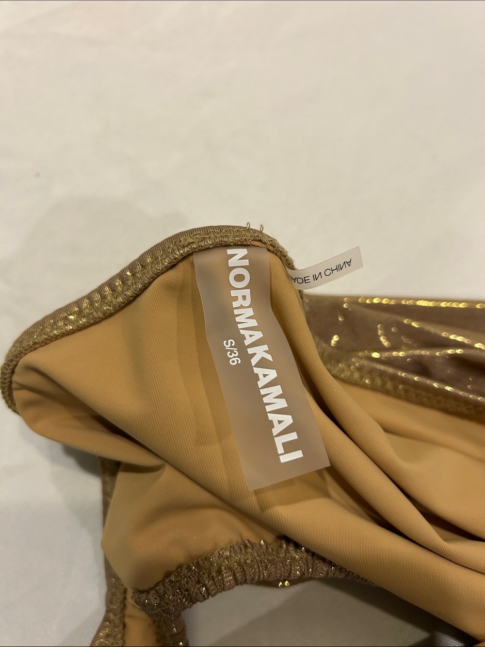 Norma Kamali Gold Metallic Stretch Dress - Picture 4 of 4